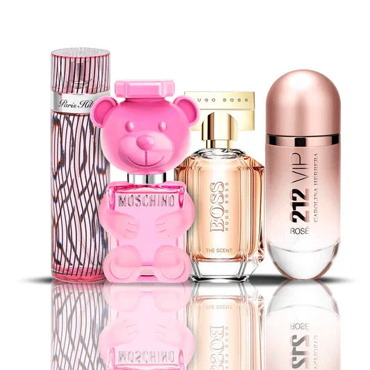 Set di 4 profumi | 212 VIP Rosé + Bubble Gum + Boss The Scent + Paris Hilton